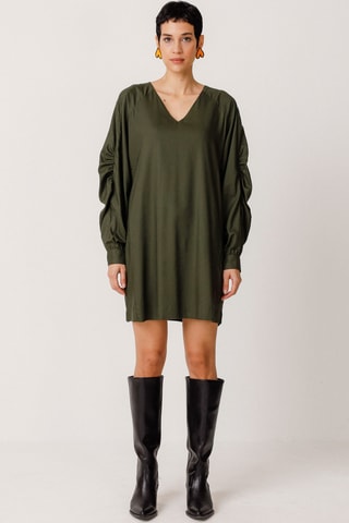 Vestido direito em algodão biológico Irai - Verde