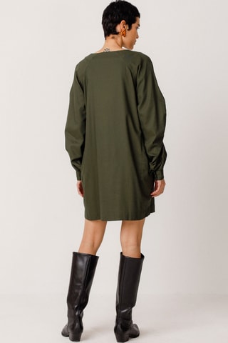 Vestido direito em algodão biológico Irai - Verde