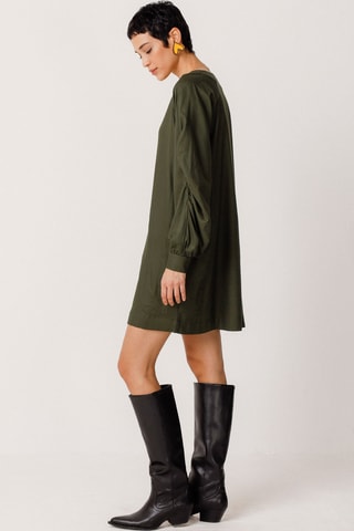 Vestido direito em algodão biológico Irai - Verde