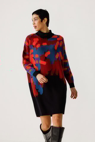 Vestido-camisola em algodão biológico Haira - Multicor