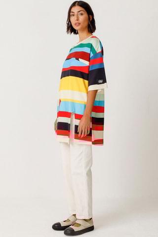 T-shirt larga em algodão biológico Emille - Multicor