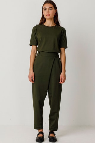 Calças corte cenoura cintura alta Ezama - Verde