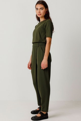 Calças corte cenoura cintura alta Ezama - Verde