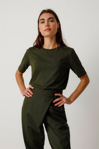 Calças corte cenoura cintura alta Ezama - Verde