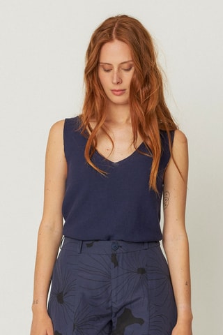 T-shirt em algodão biológico Maixa - Azul-marinho