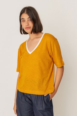 T-shirt larga em algodão biológico e linho Izadi - Laranja