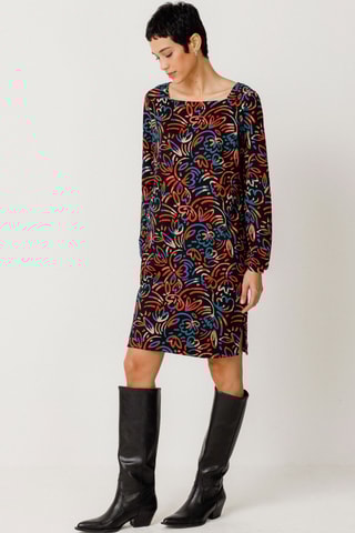 Vestido direito em algodão biológico Rakel - Multicor