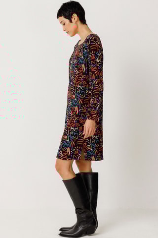 Vestido direito em algodão biológico Rakel - Multicor