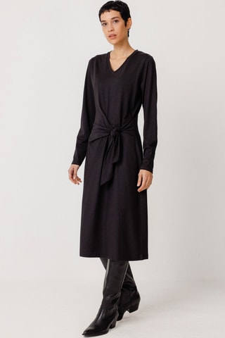 Vestido midi em algodão biológico Luar - Preto