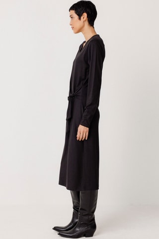 Vestido midi em algodão biológico Luar - Preto