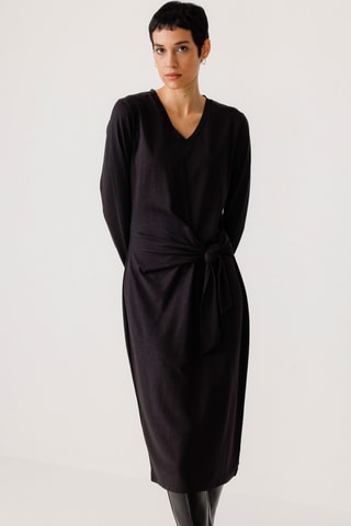 Vestido midi em algodão biológico Luar - Preto