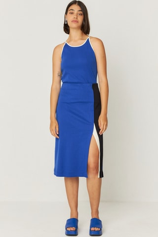 Saia midi em algodão biológico Baiza - Azul e preto