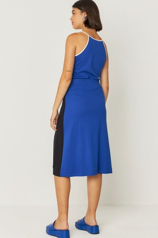 Saia midi em algodão biológico Baiza - Azul e preto