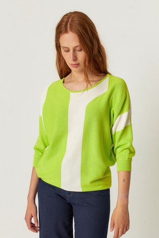 Camisola em algodão biológico Naike - Verde e branco