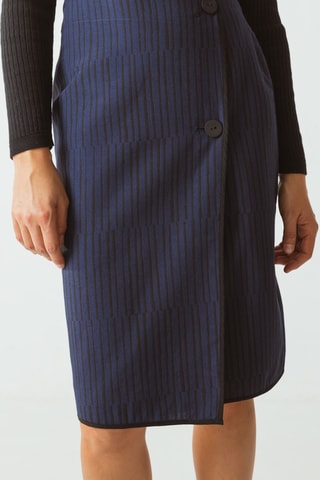 Saia traçada em algodão biológico cintura alta Betiko - Azul