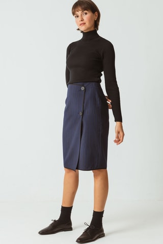 Saia traçada em algodão biológico cintura alta Betiko - Azul