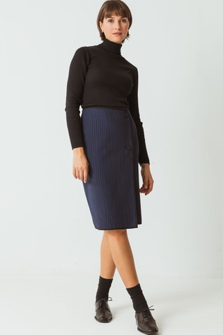 Saia traçada em algodão biológico cintura alta Betiko - Azul