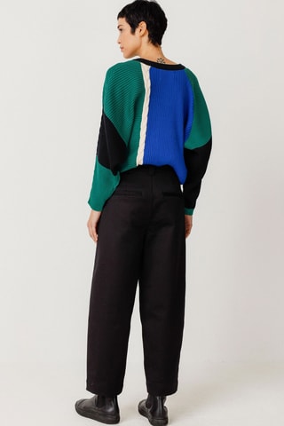 Calças largas de cintura alta Niobe - Preto