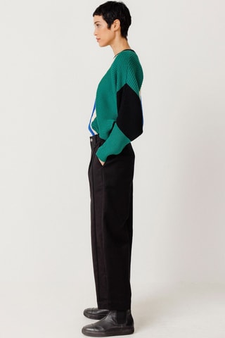 Calças largas de cintura alta Niobe - Preto