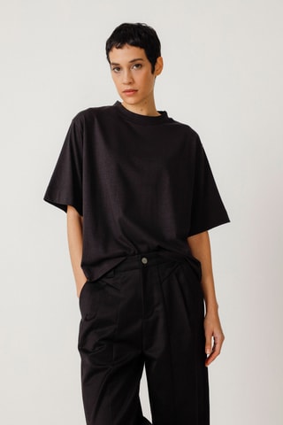 Calças largas de cintura alta Niobe - Preto