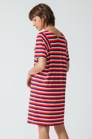 Vestido direito - Vermelho - Branco, vermelho, azul e laranja