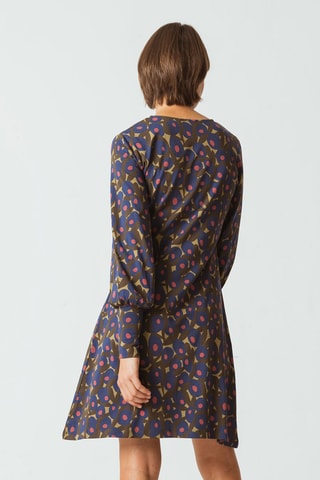 Vestido trapézio em algodão biológico - Verde-azeitona e azul-marinho - Azul e verde