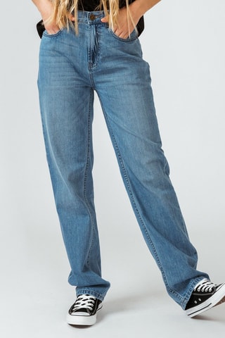 Calças de ganga direitas em algodão biológico - Azul-claro - Azul