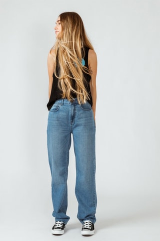 Calças de ganga direitas em algodão biológico - Azul-claro - Azul