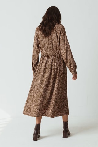 Vestido-camisa - Caqui - Verde e rosa