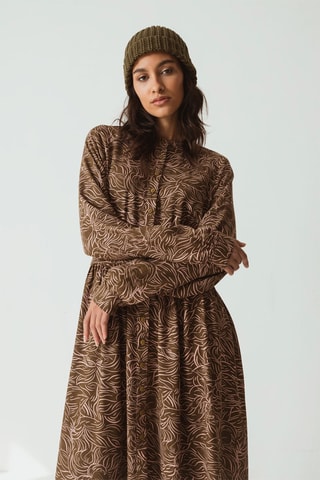 Vestido-camisa - Caqui - Verde e rosa