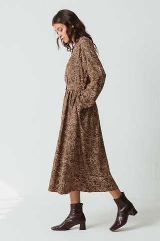 Vestido-camisa - Caqui - Verde e rosa