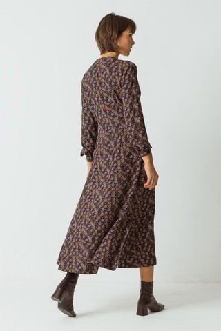 Vestido comprido - Azul-marinho - Azul, verde, rosa e cinzento