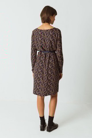 Vestido direito - Azul-marinho e caqui - Branco, azul, verde e rosa