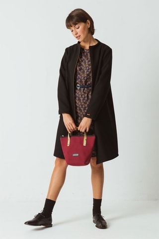 Vestido direito - Azul-marinho e caqui - Branco, azul, verde e rosa