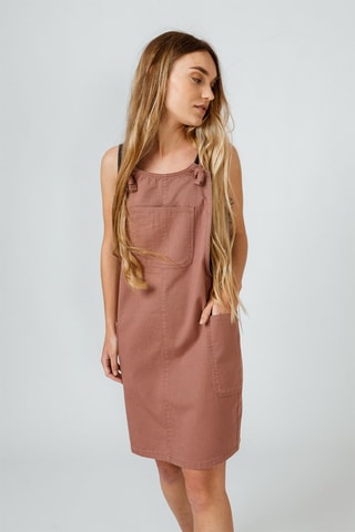 Vestido-jardineiras em algodão biológico - Rosa-velho - Rosa