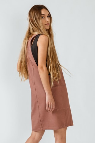 Vestido-jardineiras em algodão biológico - Rosa-velho - Rosa