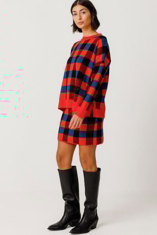 Minissaia em algodão biológico Karia - Vermelho e preto