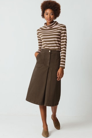 Saia midi em algodão biológico cintura alta Nahya - Verde