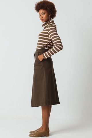 Saia midi em algodão biológico cintura alta Nahya - Verde