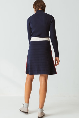 Saia trapézio em algodão biológico cintura alta Egur - Azul