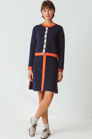 Saia trapézio em algodão biológico cintura alta Egur - Azul