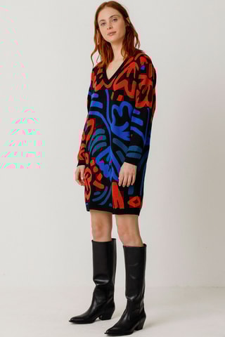 Vestido-camisola em algodão biológico Aiza - Multicor