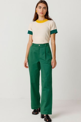 Calças palazzo de cintura alta Delika - Verde