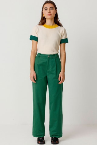 Calças palazzo de cintura alta Delika - Verde