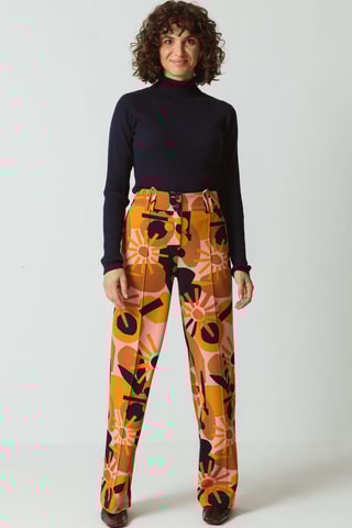 Calças direitas de cintura alta Hahan - Rosa