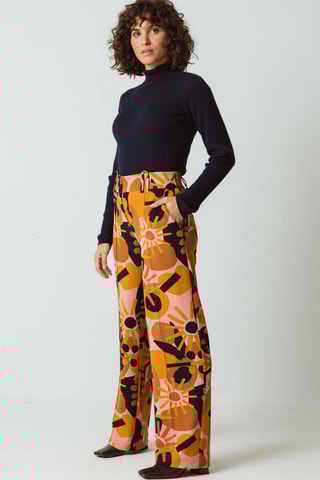 Calças direitas de cintura alta Hahan - Rosa