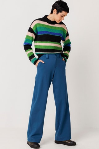 Calças direitas de cintura alta Nekane - Azul