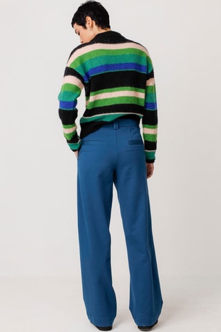 Calças direitas de cintura alta Nekane - Azul