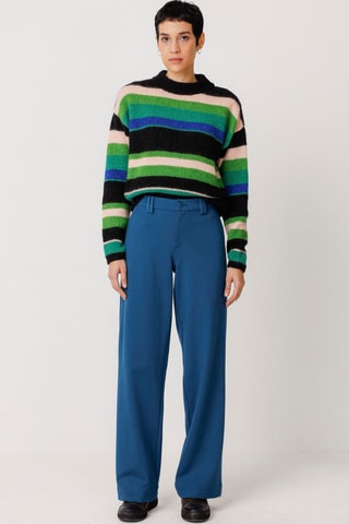 Calças direitas de cintura alta Nekane - Azul