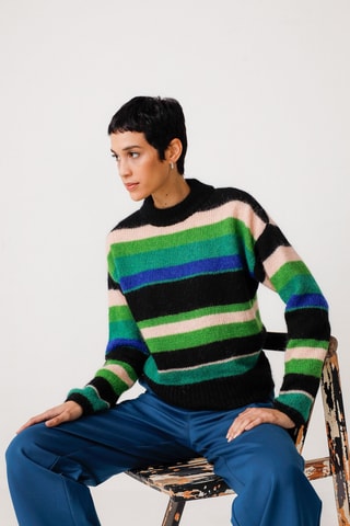 Calças direitas de cintura alta Nekane - Azul